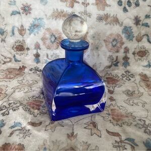 Vintage Cobalt Blue Crystal Perfume Bottle